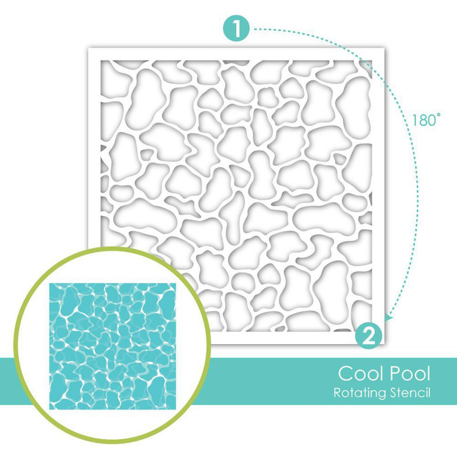 Graphic of Cool Pool Rotating Stencil that rotates to create pool water patterns for papercrafting.