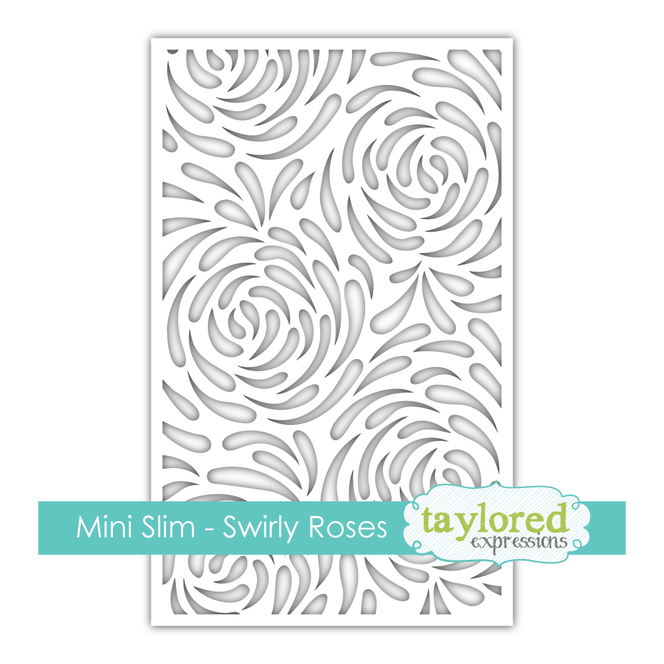 Mini Slim Swirly Roses Stencil