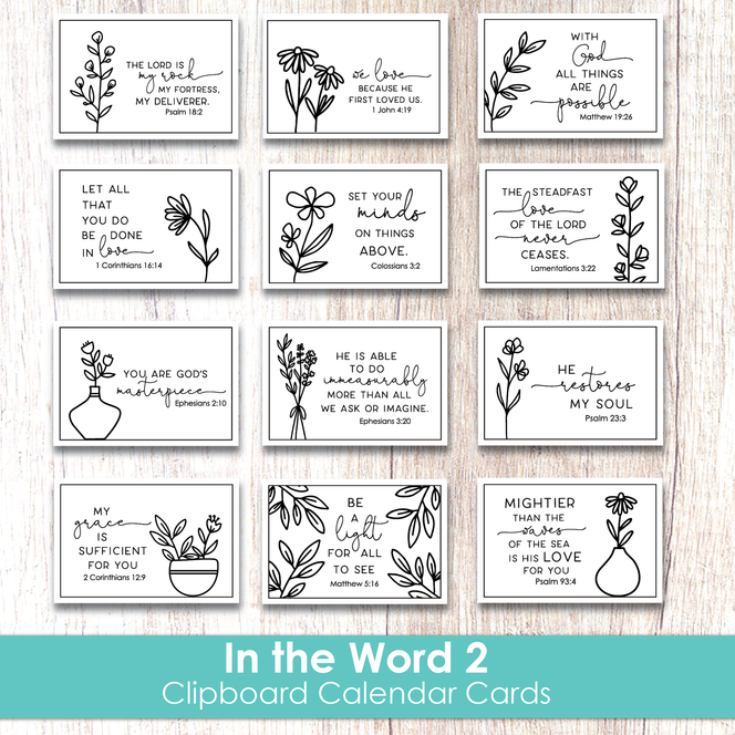 Clipboard Calendar Cards - In the Word 2