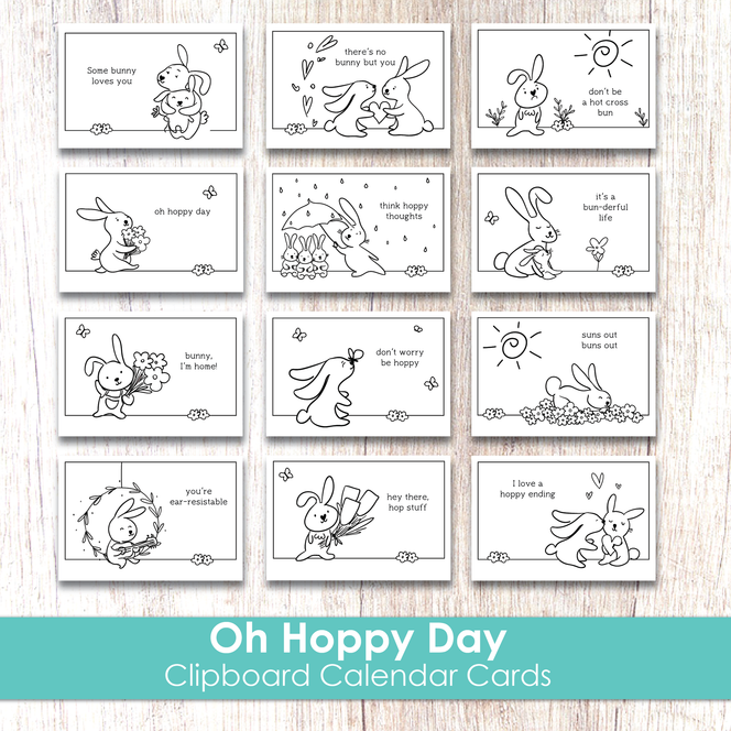 Clipboard Calendar Cards - Oh Hoppy Day