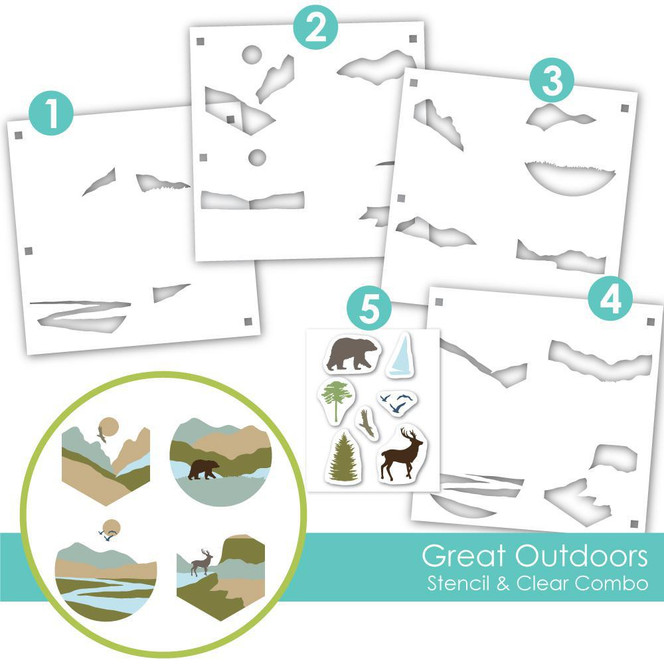 Great Outdoors Layering Stencil & Clear Combo