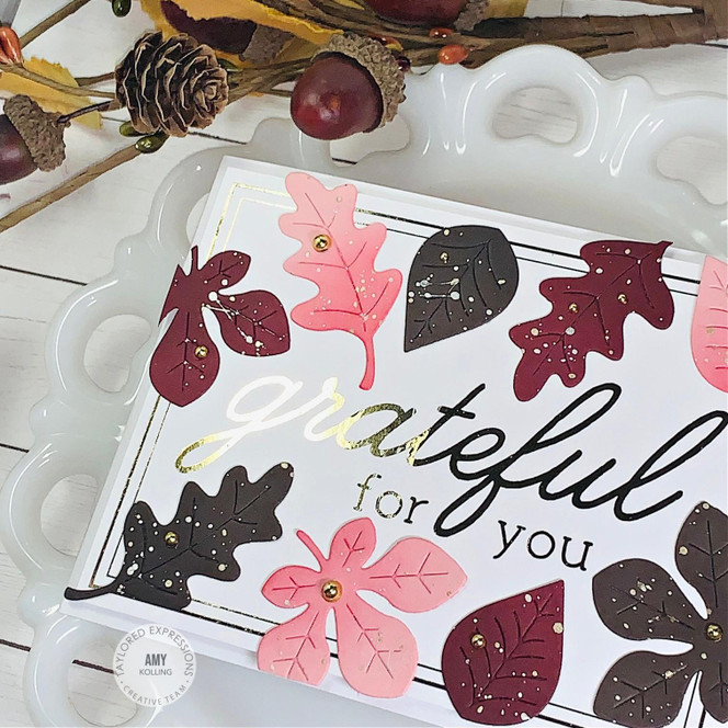 Handmade greeting card with flowers on it and grateful for you sentiment on it.
