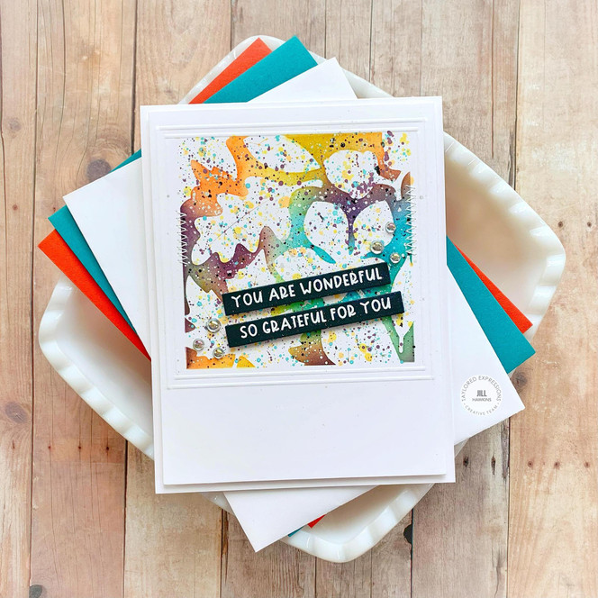Handmade greeting card with colorful flowers on it and you are wonderful, so grateful for you sentiment on it.