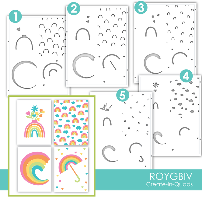 Create-in-Quads Layering Stencil - ROYGBIV