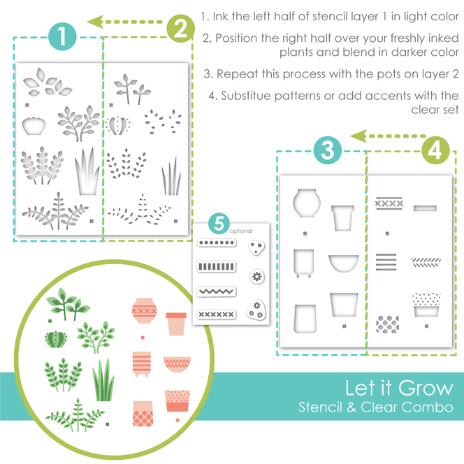 Let it Grow Layering Stencil & Clear Stamp Combo
