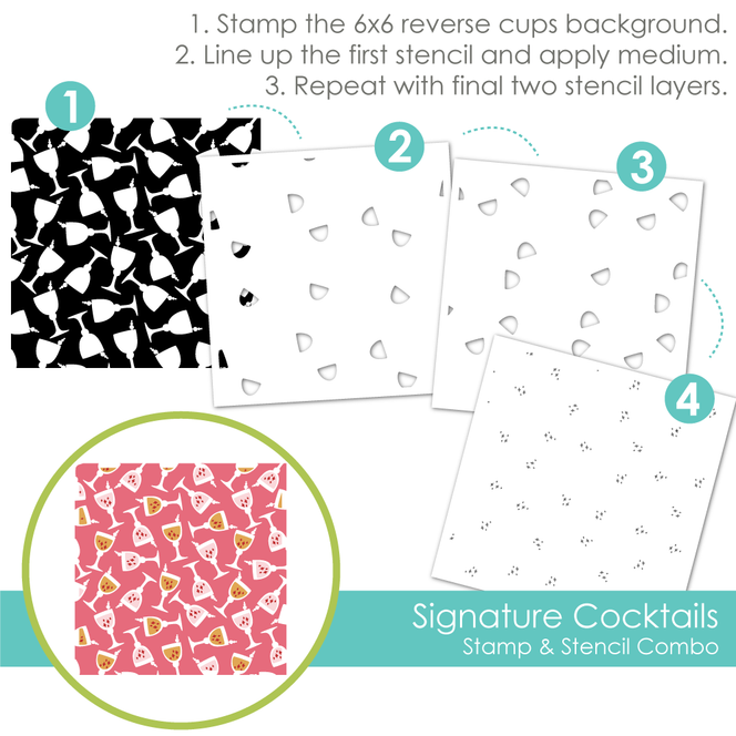 Signature Cocktails Stamp & Stencil Combo