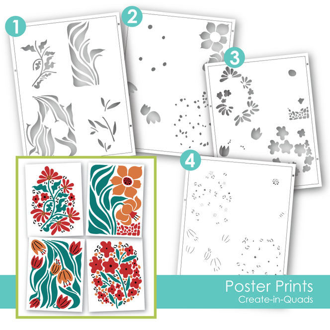 Create-in-Quads Layering Stencil - Poster Prints