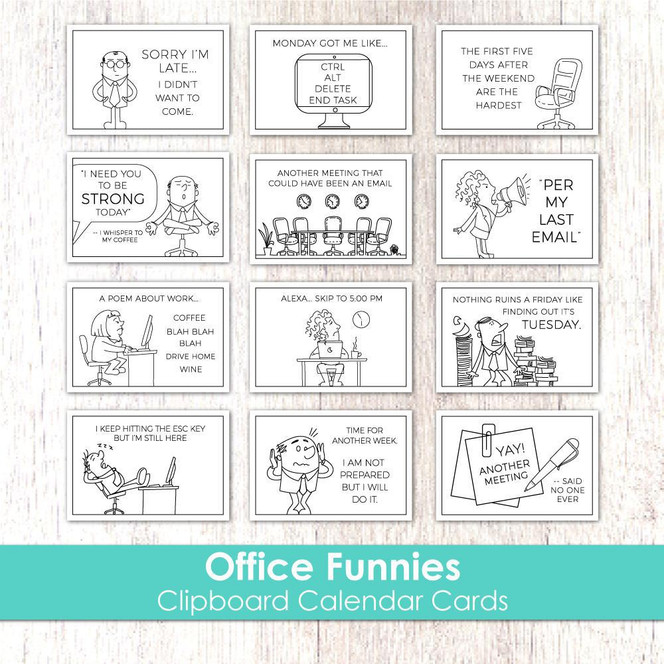 Clipboard Calendar Cards - Office Funnies
