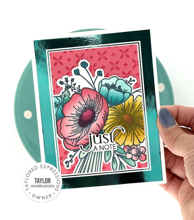 Handmade greeting card with flowers on it and just a note sentiment on it.