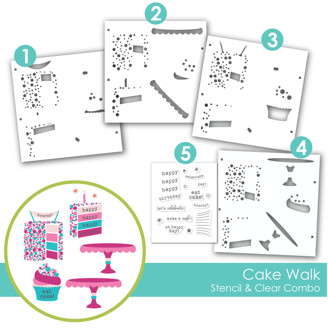 Cake Walk Stencil & Clear Stamp Combo