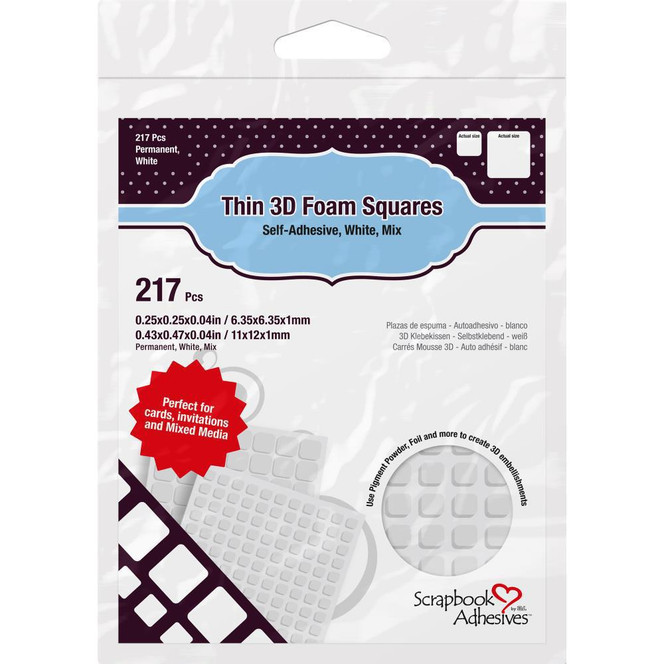 Thin 3D Foam Squares, Assorted Sizes