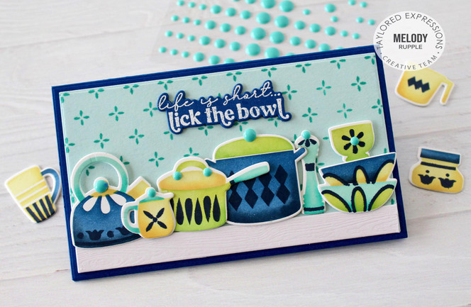 Handmade greeting card with bowls on it and life is short.... like the bowl sentiment on it.