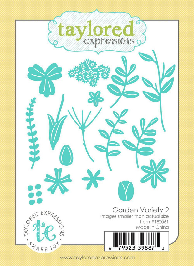 Graphic of Garden Variety 2 Steel Die that cuts stems, centers, and petals of flowers for paper crafting.