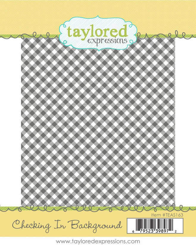 Graphic of Checking In Background which is a red rubber stamp that creates a checker background for papercrafting. Graphic of Checking In Background which is a red rubber stamp that creates a checker background for papercrafting.