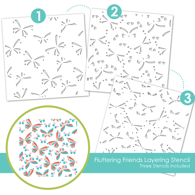 Fluttering Friends Layering Stencil