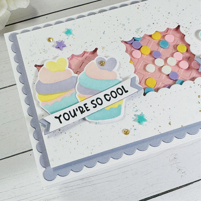 Handmade greeting card with cupcakes on it and you're so cool sentiment on it.