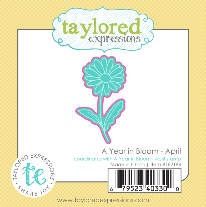 Graphic of a year in bloom stamp - april a steel die of a flower for paper crafting.