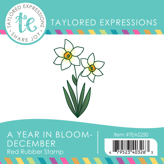 Graphic of the year in bloom - December stamp which is a stamp of the Narcissus flower for papercrafting.