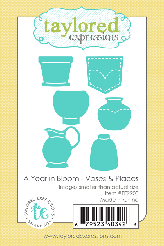 Graphic of A Year in Bloom - Vases & Places which includes dies with different places to put a flower.