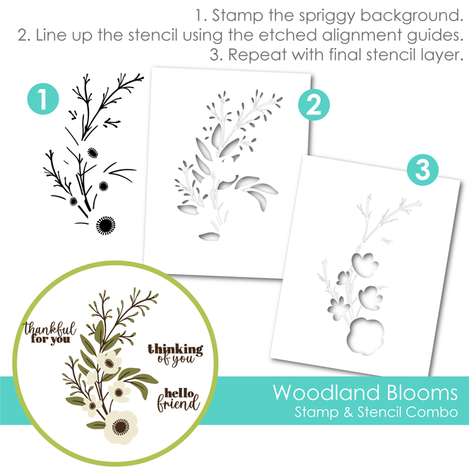 Woodland Blooms Stamp & Stencil Combo