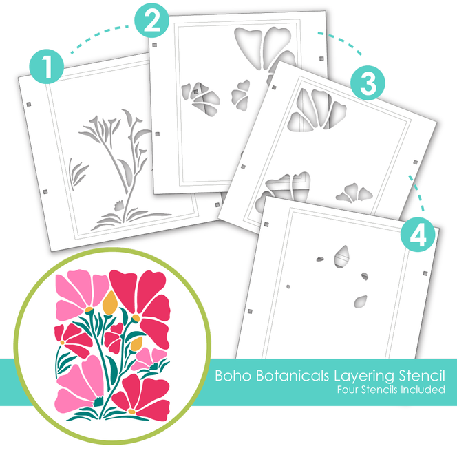 Boho Botanicals Layering Stencil