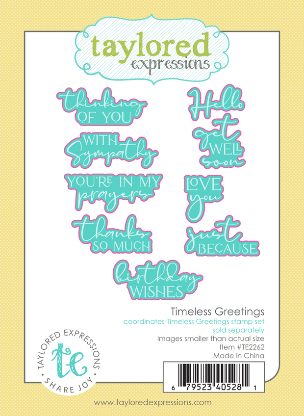 Graphic of Timeless Greetings Dies which includes dies for papercrafting.