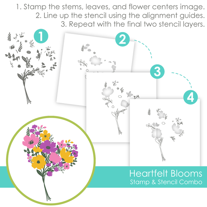 Heartfelt Blooms Stamp & Stencil Combo