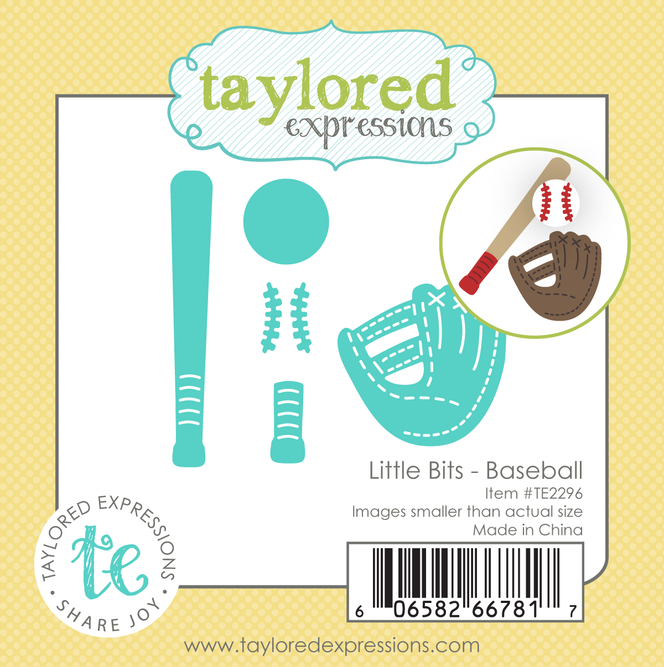 A graphic of packaging of a baseball bat, baseball handle, baseball, mitt, and baseball stitching steel die.