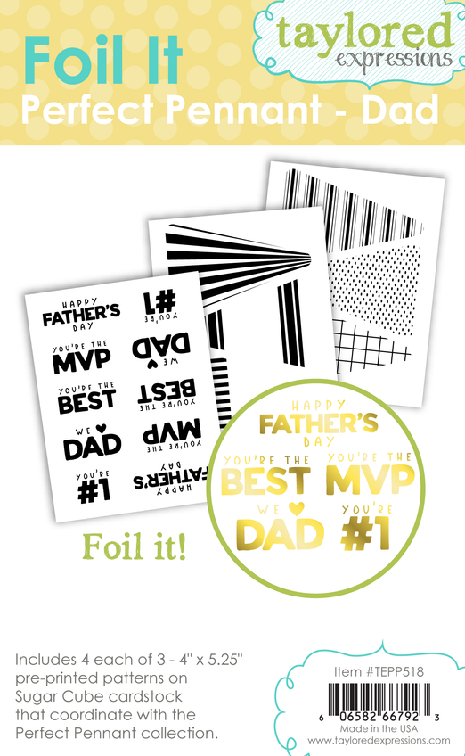 Perfect pennant foil it set with sentiments saying happy fathers day, you're the best, you're the mvp, we love dad, and you're #1 with two patterns to foil to create a father's day card.