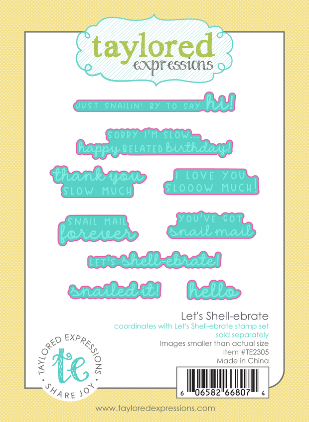 Graphic of packaging of 9 snail themed red rubber stamp sentiments.