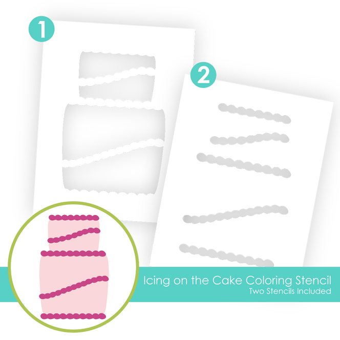 Graphic of two layering stencils to create a birthday cake for paper crafting.