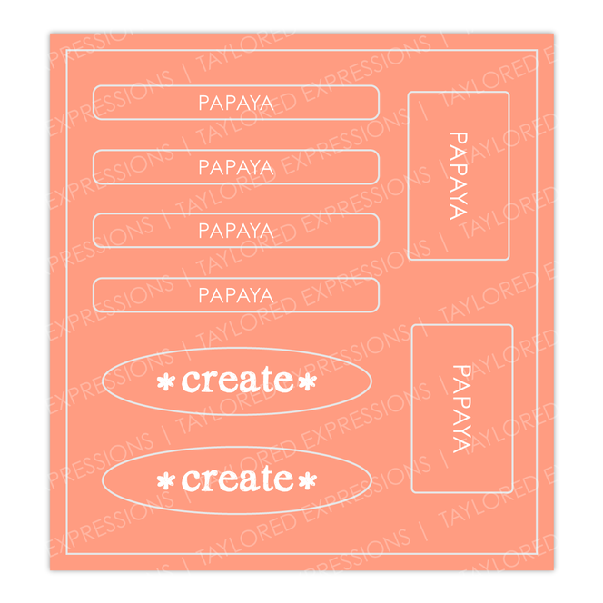 Graphic of Love to Label Sticker sheets with the orange color, Papaya.