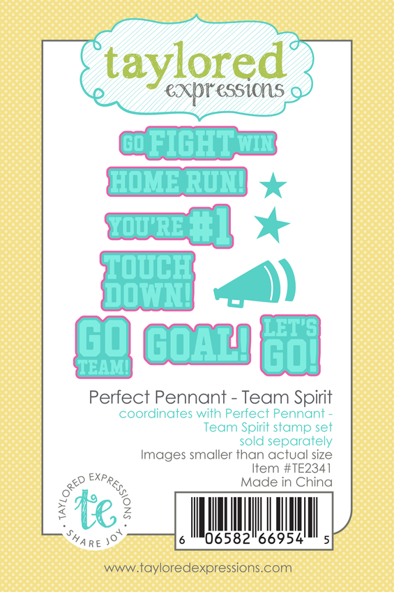 Graphic of Perfect Pennant - Team Spirit steel die to cut out sentiments for papercrafting.
