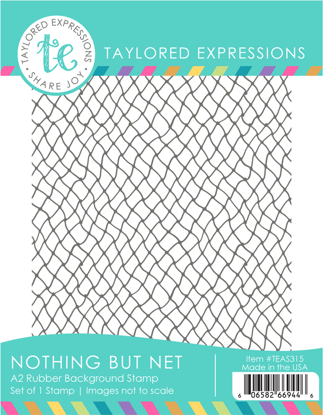 Graphic of Nothing But Net A2 Rubber Background Stamp for papercrafting.