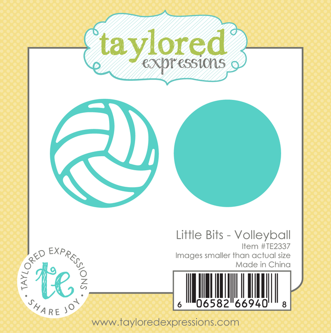 Graphic of Little Bits - Volleyball steel die cut out of volleyball themed items for papercrafting.