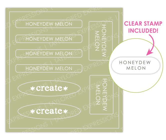 Love to Label Sticker Sheet for Honeydew Melon, a green color with a clear stamp included and sticker labels for papercrafting.