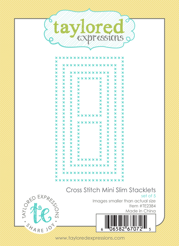 Graphic of Cross Stitch Mini Slim Stacklets that include steel die layers for papercrafting.
