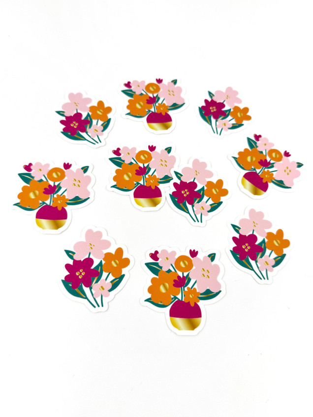 Image of 10 different flower envelope seals for papercrafting.