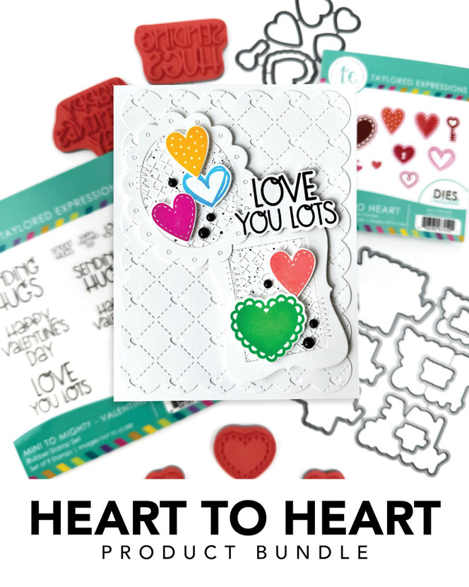 Graphic of Heart to Heart product bundle which includes papercrafting supplies.