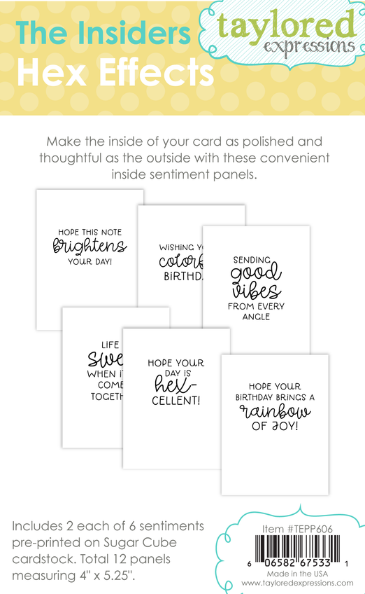 Graphic of The Insiders - Hex Effects which includes 2 each of 6 pre-printed sentiments.