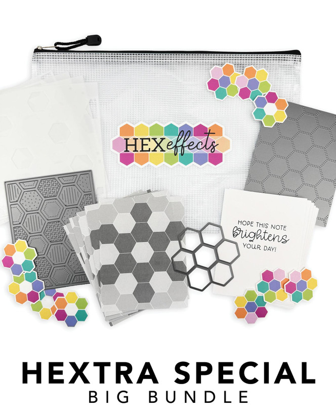 Graphic of Hextra Special Big Bundle which includes maps, insiders, dies, and stickers in it.