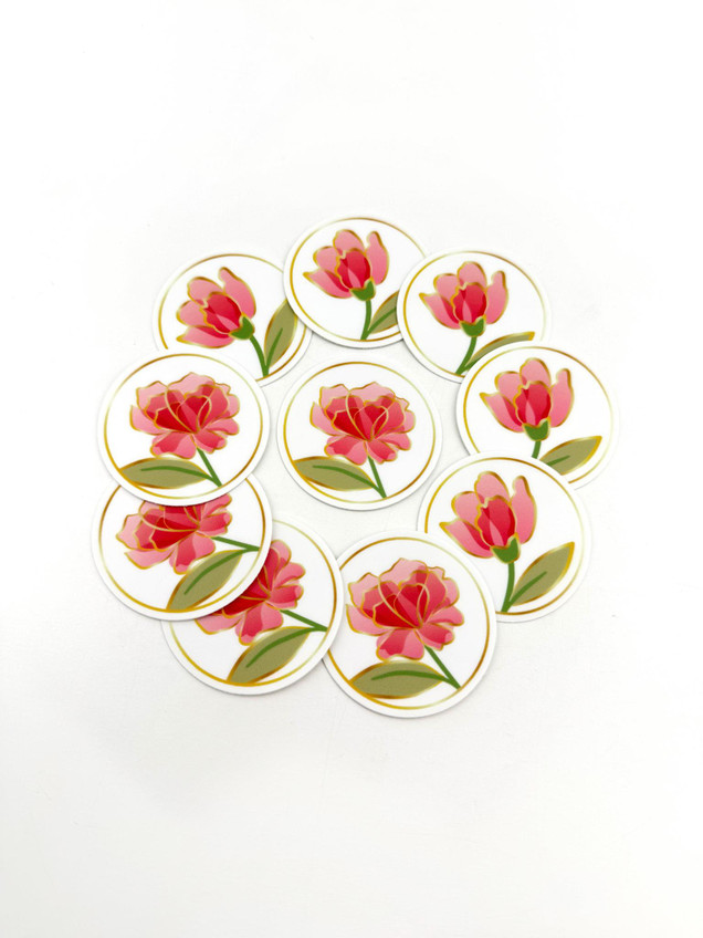 Image of Timeless Blooms Envelope seals which are floral stickers.