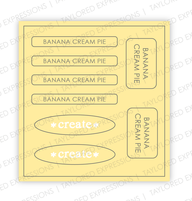 Graphic of Love to Label Sticker Sheet - Banana Cream Pie which is a yellow color.