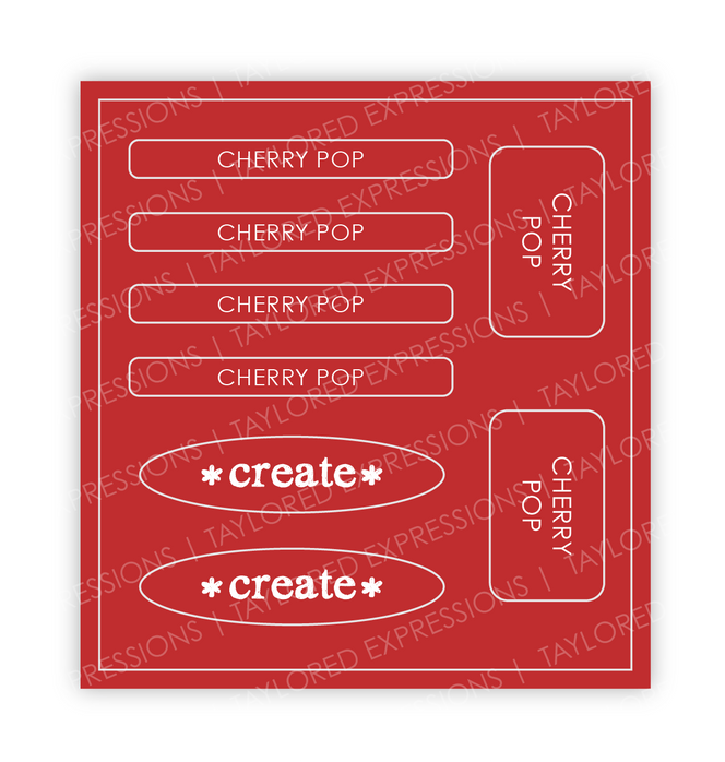 Graphic of Love to Label Sticker Sheet - Cherry Pop which is a red color.