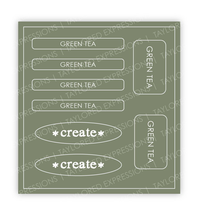 Graphic of Love to Label Sticker Sheet - Green Tea which is a green color.