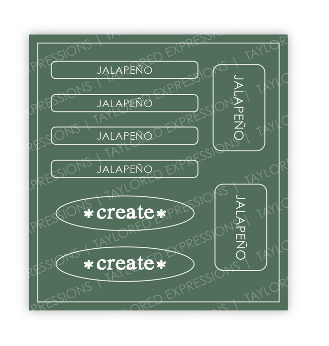 Graphic of Love to Label Sticker Sheet - Jalapeño which is a green color.