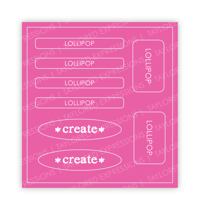 Graphic of Love to Label Sticker Sheet - Lollipop which is a pink color.