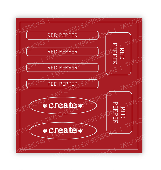 Graphic of Love to Label Sticker Sheet - Red Pepper which is a red color.
