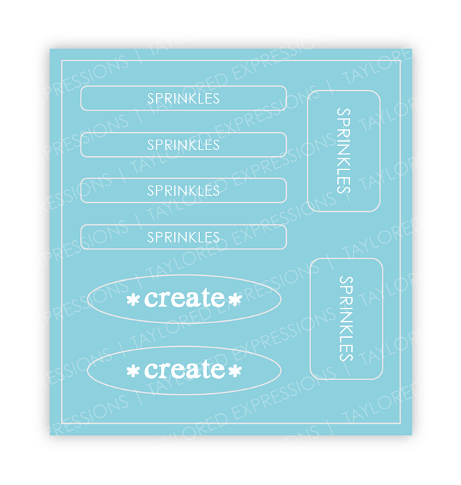 Graphic of Love to Label Sticker Sheet - Sprinkles which is a blue color.