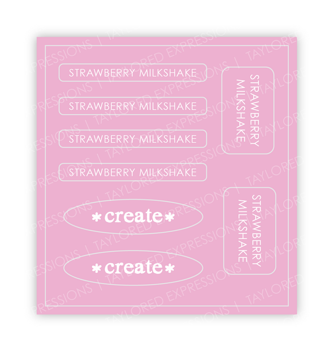 Graphic of Love to Label Sticker Sheet - Strawberry Milkshake which is a pink color.